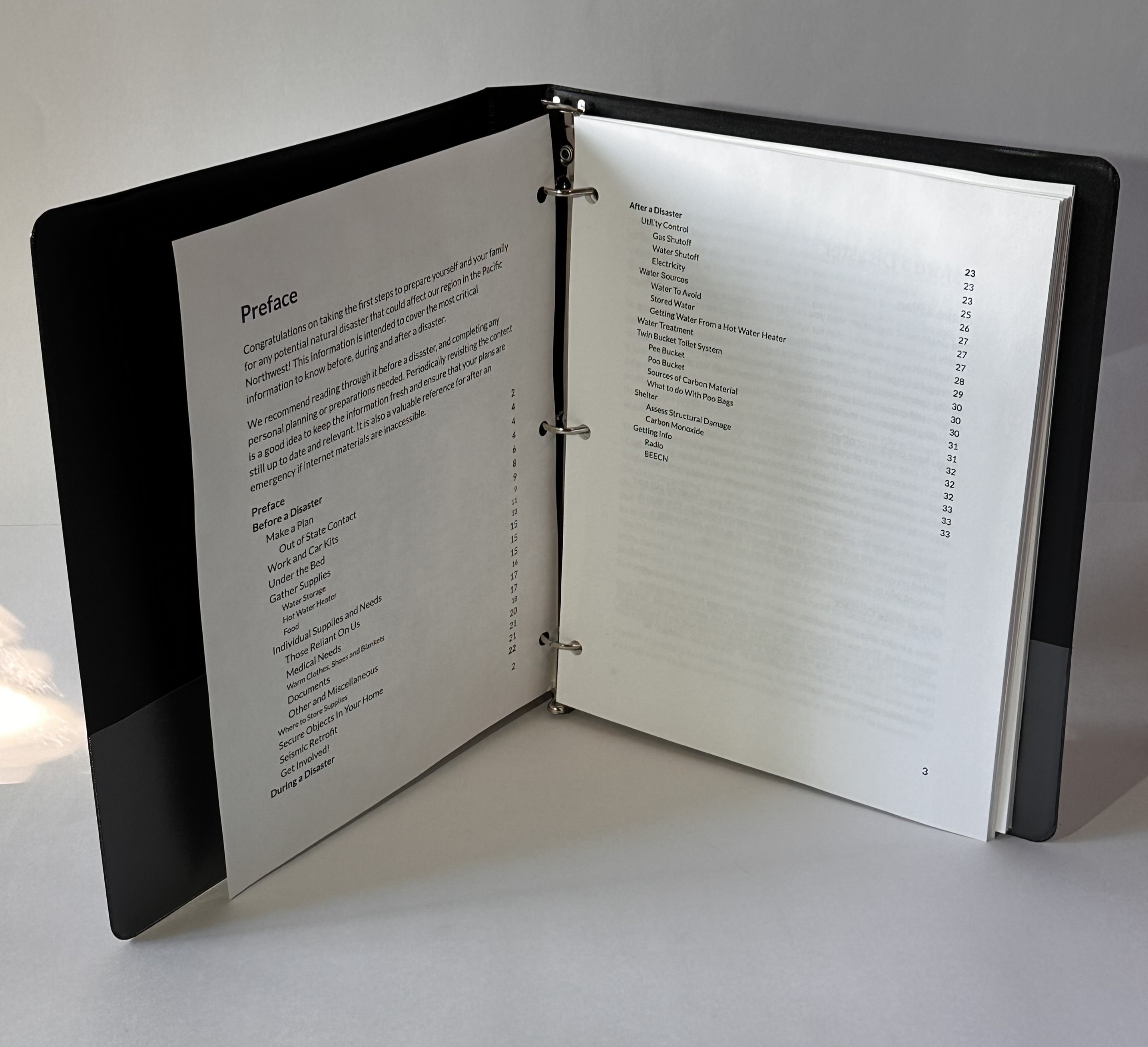 Printed survival guide