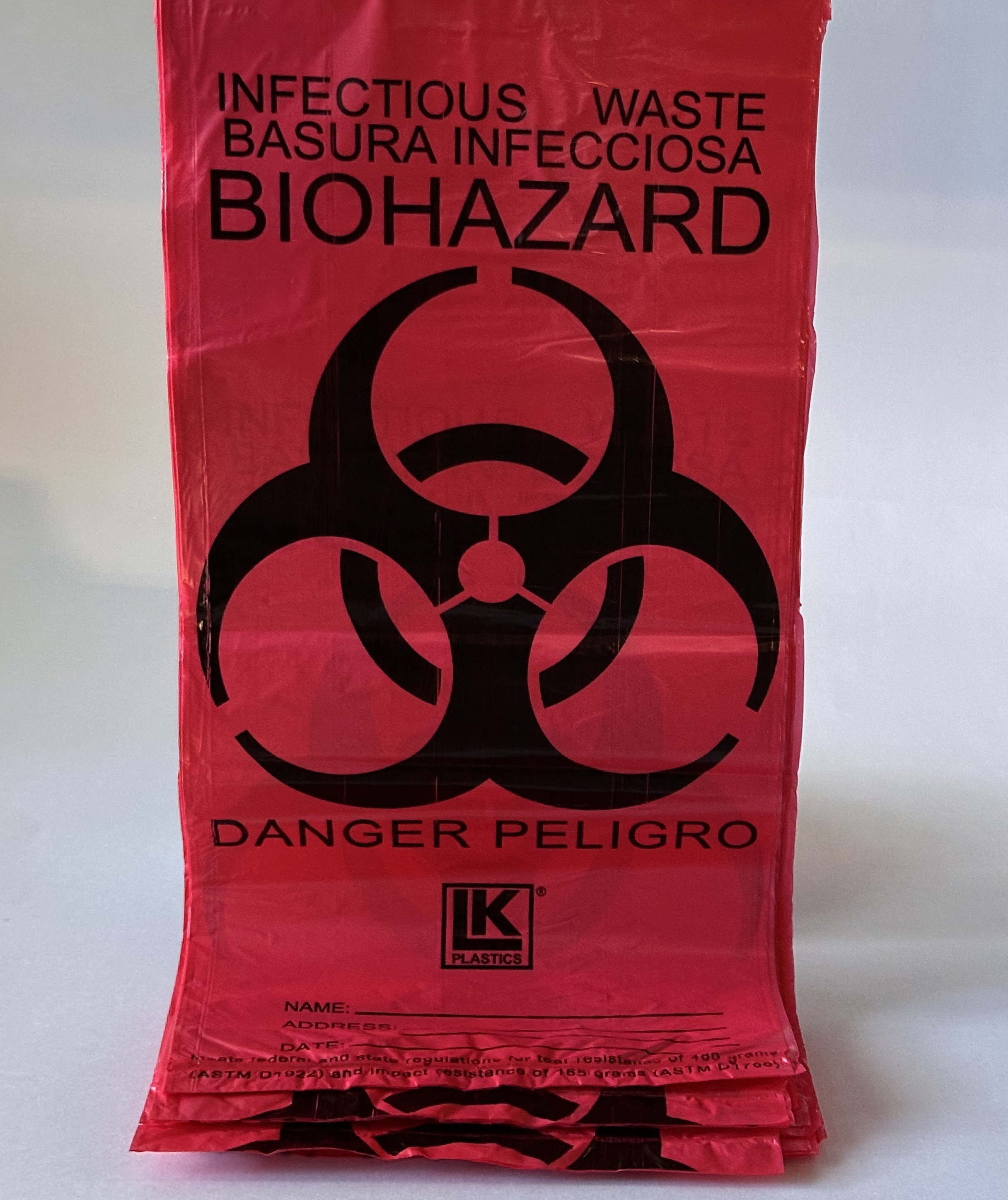 Biohazard toilet liner bags
